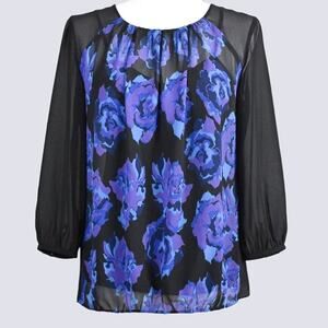 DKNYC Women's Blouse Size S Black & Blue